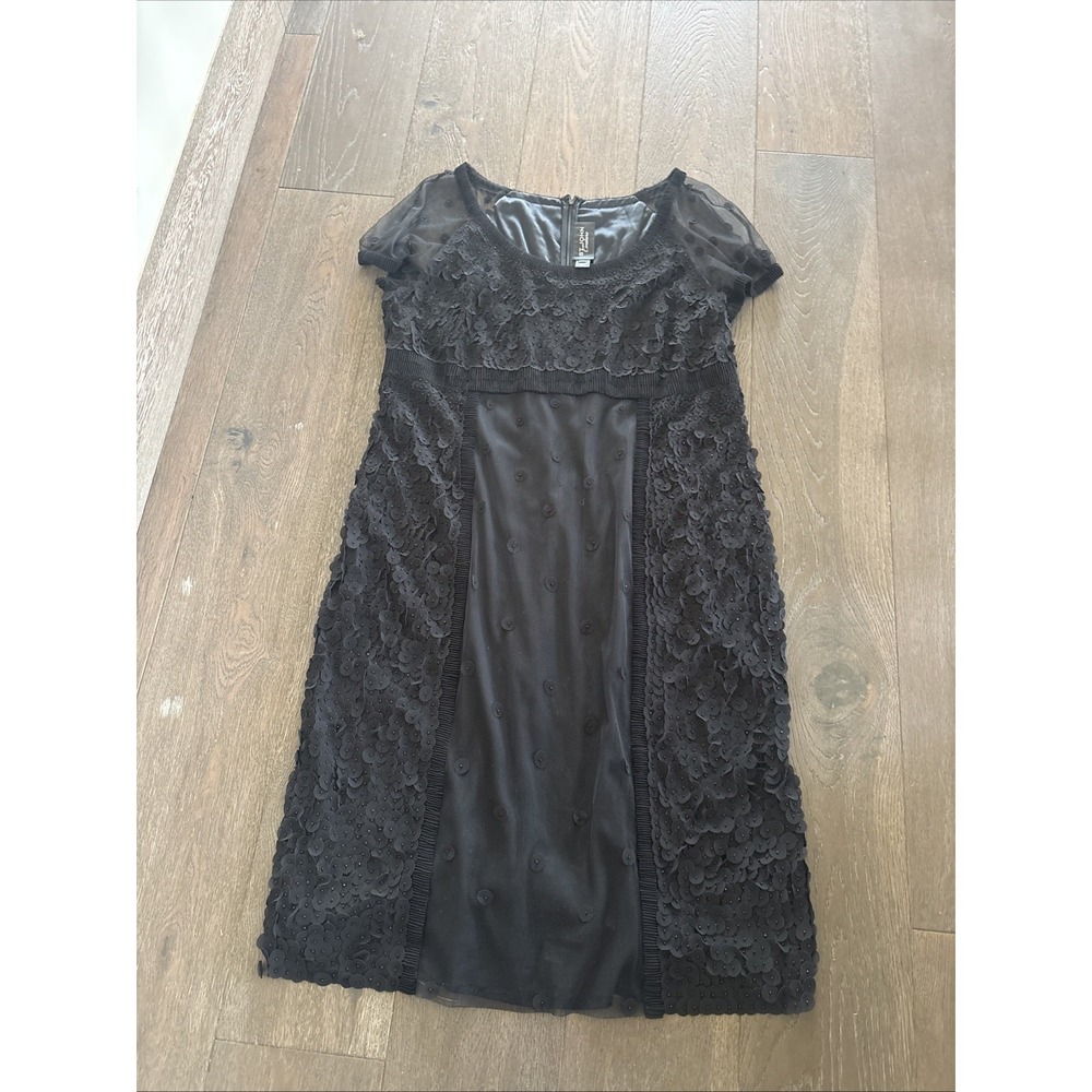 St. John Couture Lace & Bead Embellished Button Black Knee-Length Dress  Size 16